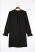 Split V Neck Ruffled Sleeves Shirt Dress